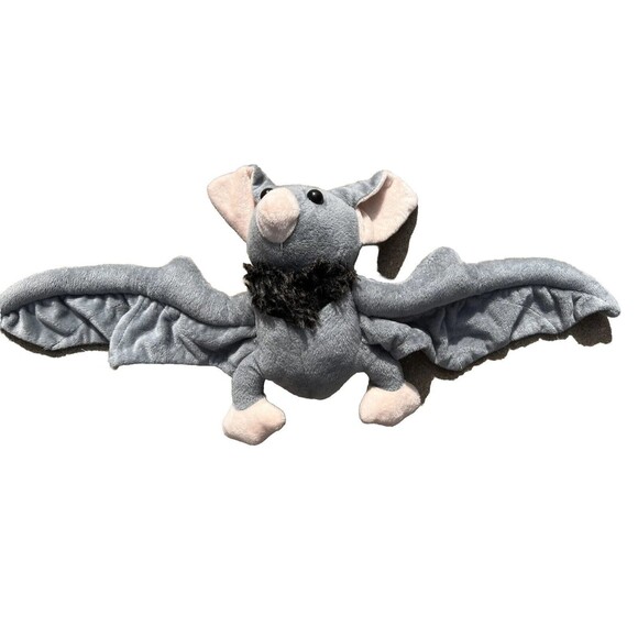 Soft Plushie Gray Bat Stuffed Animal Breaded Chest Halloween Toy Trick Or Treat - Picture 2 of 6